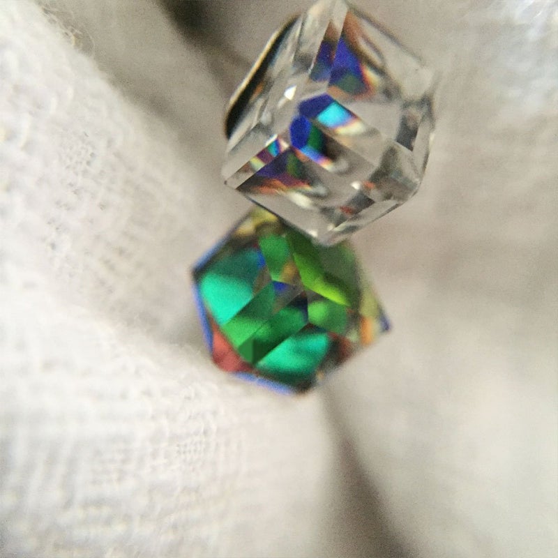 AMOR SPES Color Change Crystal Square S925 Sterling Silver Stud Earrings Women Gifts (Color change) - Image 2
